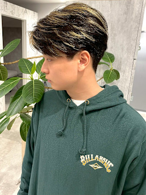 メンズハイライト センターパート マッシュ 艶感 メンズショ