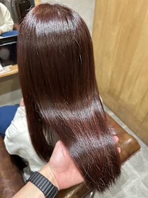 髪質改善カラー　レッド系