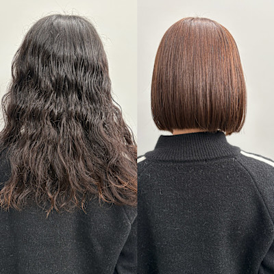 ステップボーンカットボブ/イメチェン/美髪/暖色カラー