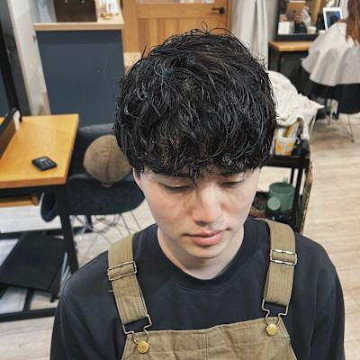 くせ毛風パーマ/黒髪/マッシュ