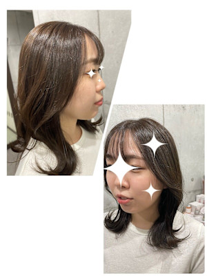 顔周りレイヤー、オリーブグレージュカラー