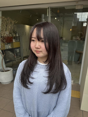 ロングレイヤー×ダークグレージュ