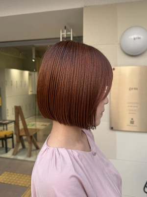 ぷつっとボブ×オレンジベージュ