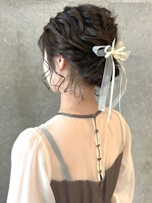 お呼ばれヘア 結婚式 シニヨン ヘアセット アップスタイル 