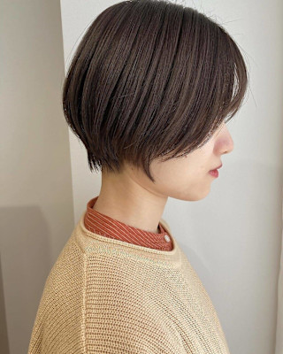 ◎栗色◎アースカラー_マロンベージュ×ショートボブ
