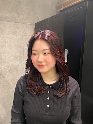 ワインレッド/レイヤーカット