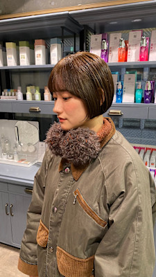 赤み消しカラー/寒色カラー/ショコラブラウン/ミニボブ