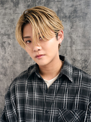 men'sメンズブリーチハイライトダブルカラーフェザーパーマ