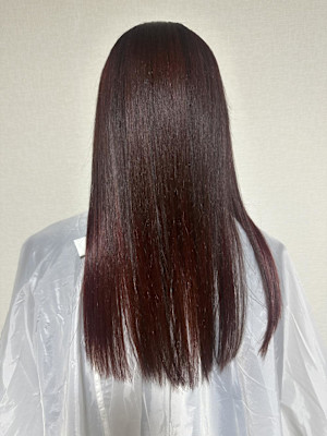 ブリーチなしワインレッド