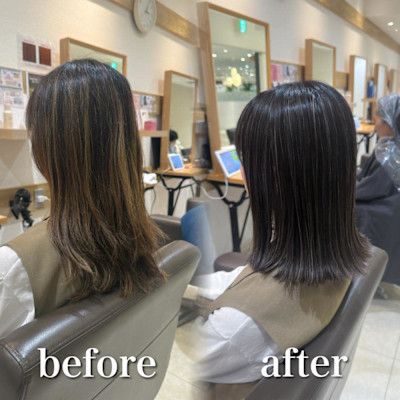 白髪ぼかし細めハイライト30代40代50代グレージュ