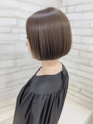 ショート　丸みボブ　再現性カット　透明感　アッシュ　30代