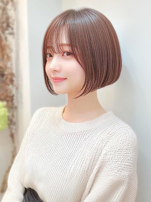 ショート ボブ 再現性カット 透明感 アッシュカラー 30代