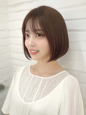丸みボブ　再現性カット　透明感カラー　アッシュ　30代40代