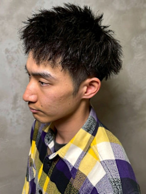 ツイスパ 刈り上げショート マッシュヘア メンズパーマ