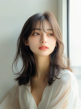 シースルーバング×エアリーミディ［髪質改善デジタルパーマ］