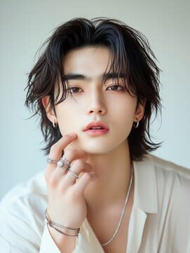 艶感ウルフ×韓国風センターパート