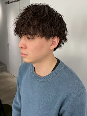 ツイストスパイラルパーマ 束感 ツーブロック メンズパーマ