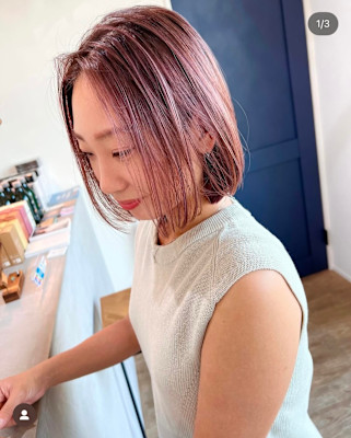 デザインカラー髪質改善トリートメントボブ