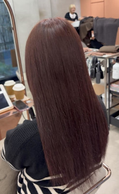 髪質改善カラー/暖色カラー/ピンクブラウン