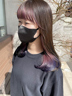 インナーカラーでピンクと紫