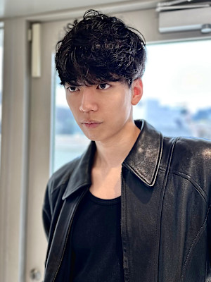 men'sカットスペインカールブルーブラック黒染めブリーチ