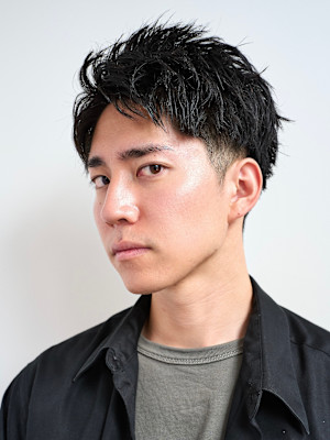 men'sスパイキーショートブルーブラックメンズブリーチなし