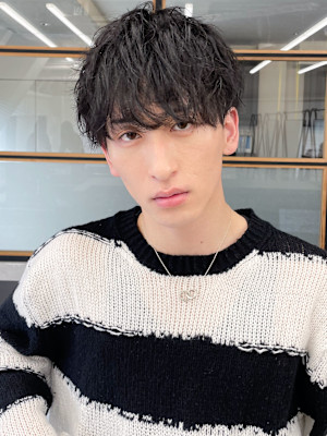 20代30代メンズスパイラルパーマワイルドオシャレ感アッシュ