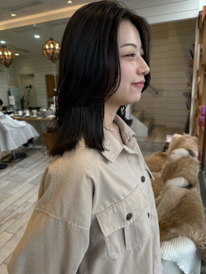 渋谷/フェザーパーマ/ミニウルフ/チェリーブラウン/ボブ