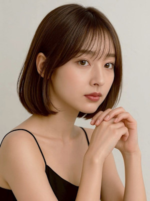 ナチュラルボブ前髪ありイメチェンショートボブ