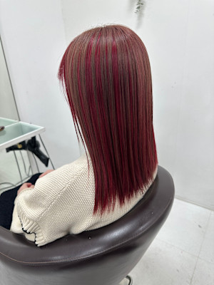 アンブレラカラー レッド×ベージュ