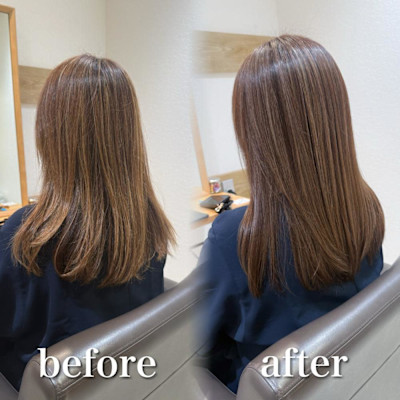 白髪ぼかし細めハイライト30代40代50代セミディ