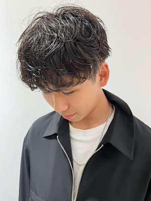 ニュアンスパーマ メンズパーマ マッシュ ツーブロック