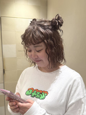 ミルクティーベージュ×プードルヘア