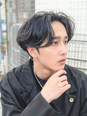 メンズ/ニュアンスパーマ/センターパート/韓国ヘア