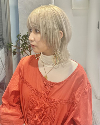 【hinari】ホワイトベージュ/ブロンドカラー/ボブルフ