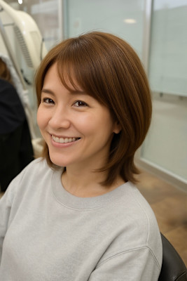 作り込みすぎないナチュラルミディ。ふんわり揺れる抜け感ヘア