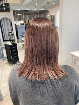 プリーチありダブルカラーピンクベージュ赤羽北区美容院