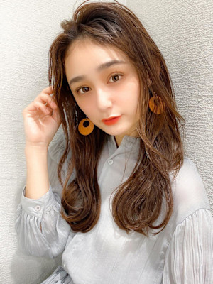 シャギーレイヤー韓国ワンホンヘアシースルーぱっつん前髪