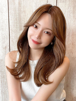 シャギーレイヤー韓国ワンホンヘアシースルーぱっつん前髪
