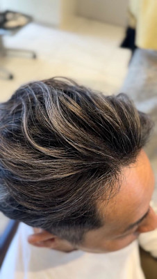 メンズハイライト/白髪ぼかしハイライト/シルバーハイライト