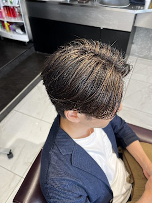 メンズハイライト/ミルクティーベージュ/センターパート