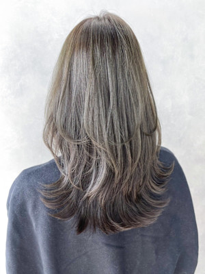 ウルフレイヤーロングおくれ毛前髪カット美髪_ba546211