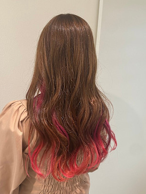 デザインカラー　イヤリングカラー　裾カラー　ピンクカラー