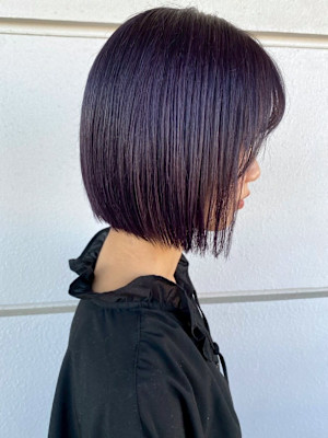 パープル ラベンダー ブリーチなしダブルカラー ボブ