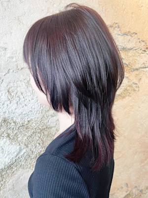 【Flor_上大岡】*レイヤーウルフ+バーガンディブラウン*