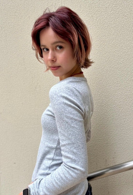 パーマ風のスタイリング