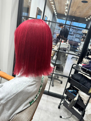 髪質改善/韓国風/切りっぱなしボブ/ハイトーンカラー/ピンク