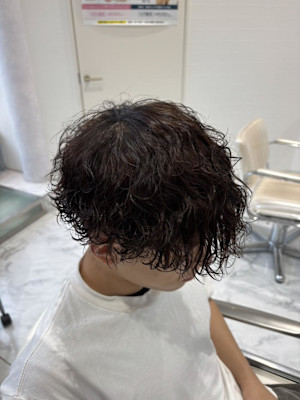 メンズショート／波巻きパーマ／プードルパーマ／スパイラル