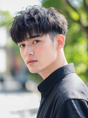 フェード×波巻きパーマ