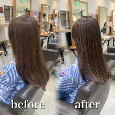 白髪ぼかし細めハイライト30代40代50代セミディ